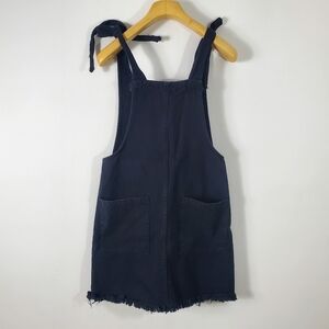 Wildfire Short Black Cotton Denim Jean Jumper Dress with Pockets